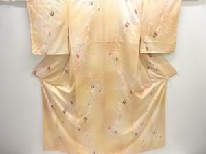 未使用品　箔散らしに姉さん人形模様小紋着物